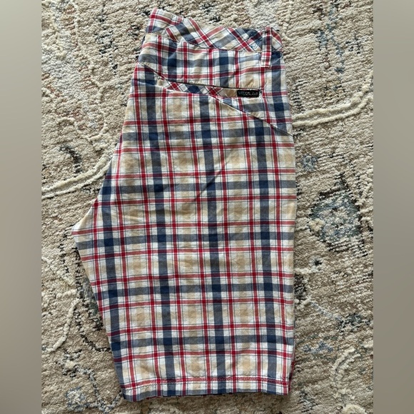 Volcom Red Blue Plaid Shorts Men 34 Y2k Street Skater Retro - Picture 4 of 8